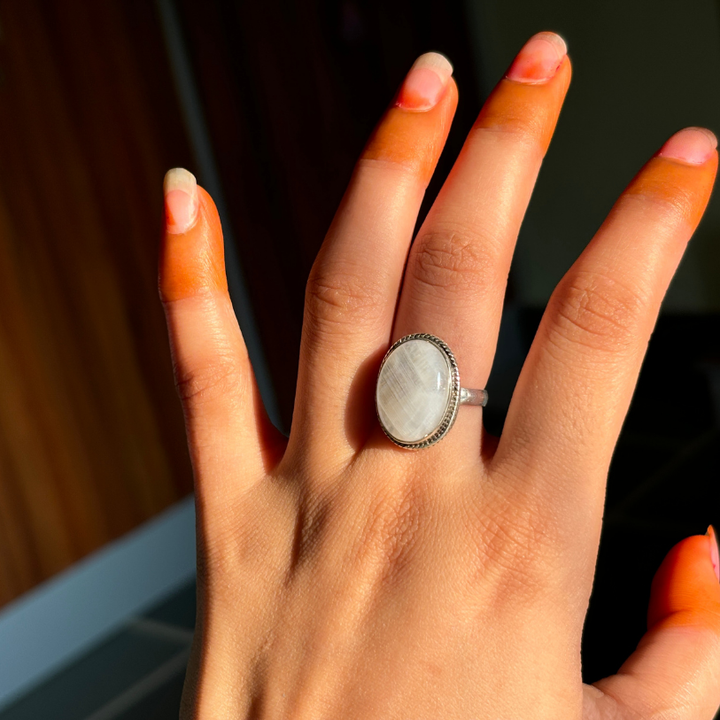 Genuine Rainbow Moonstone Ring