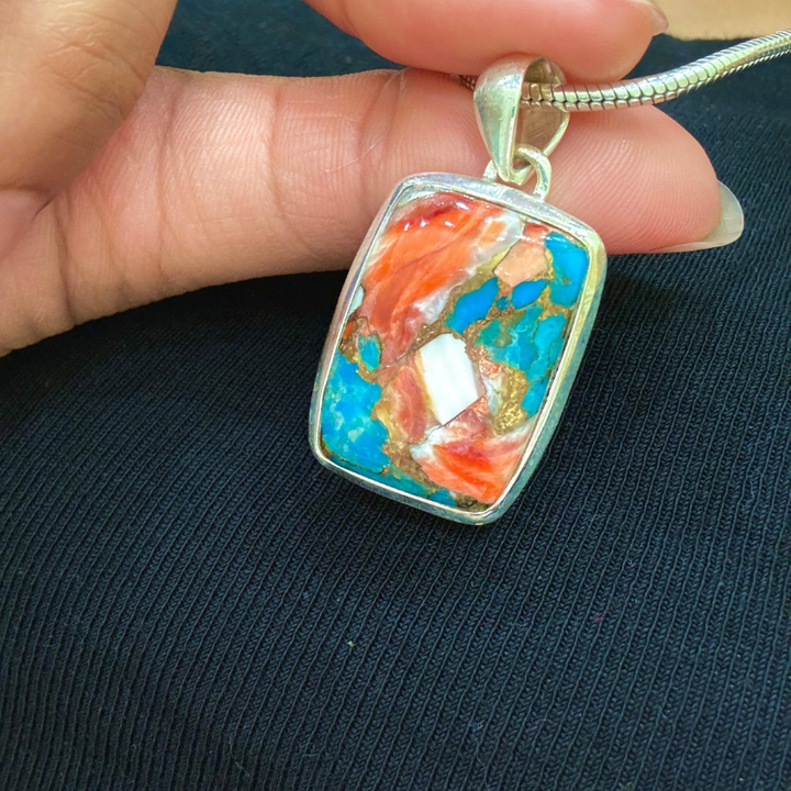 Oyster Copper Turquoise Sterling Silver Pendant