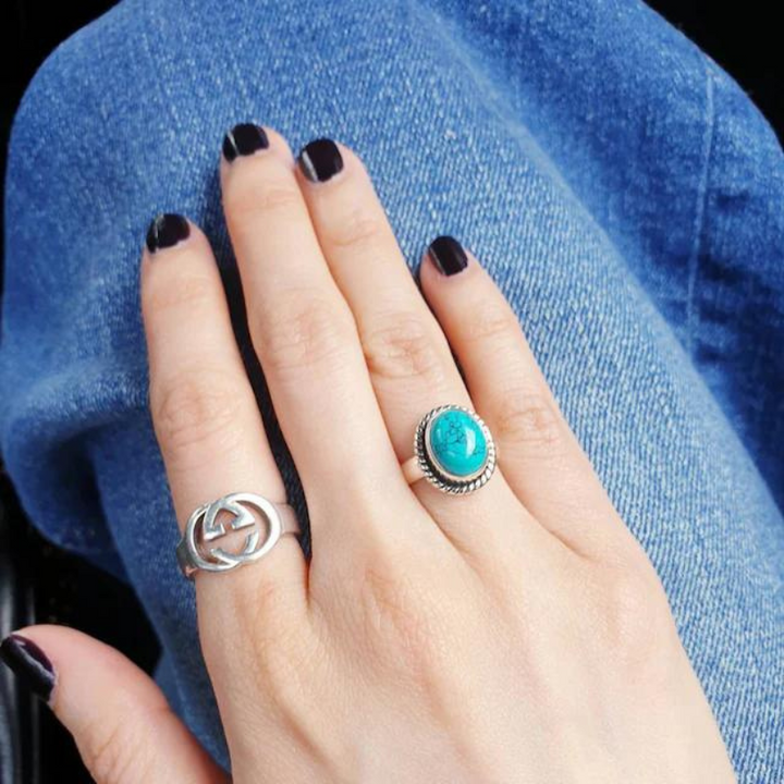 Handmade Natural Turquoise Sterling Silver Statement Ring - Perfect Boho Gift for Women