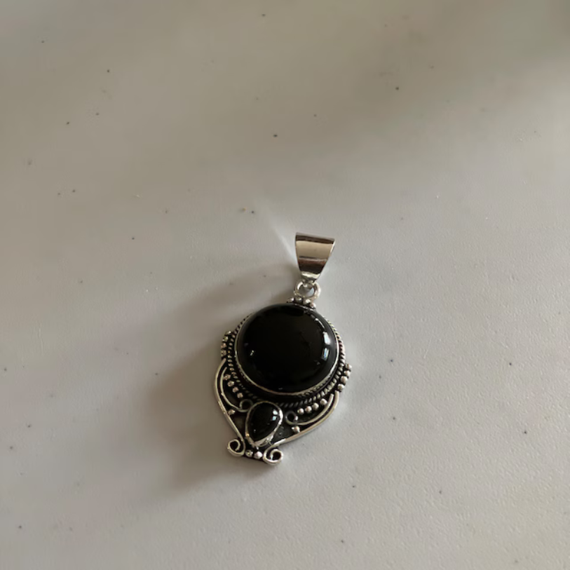 Handmade Black Onyx Sterling Silver Pendant - Perfect Gift for Women