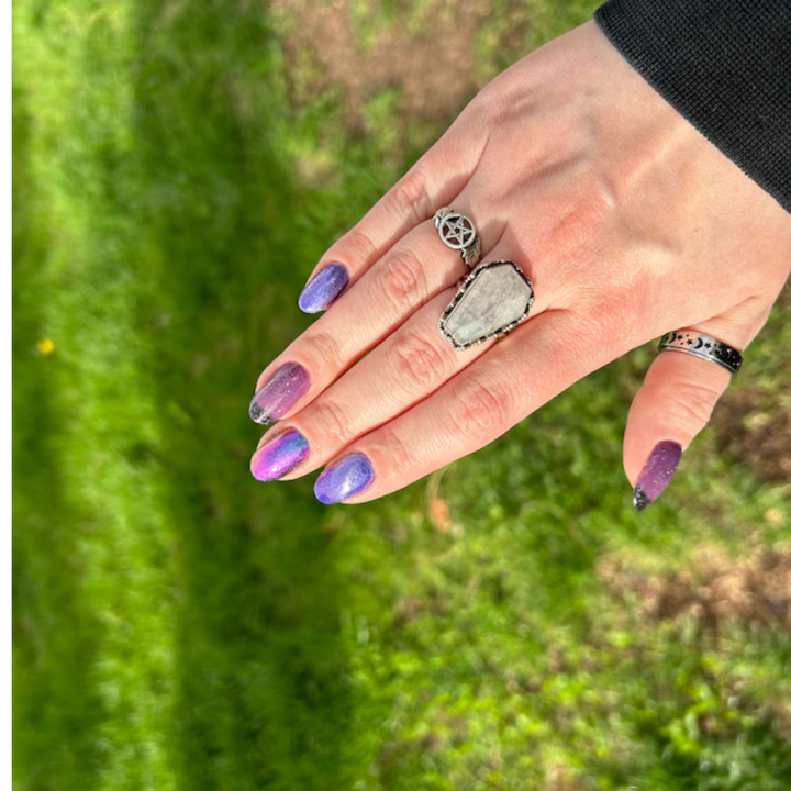 Garnet Coffin Ring | Handmade Solid 925 Sterling Silver