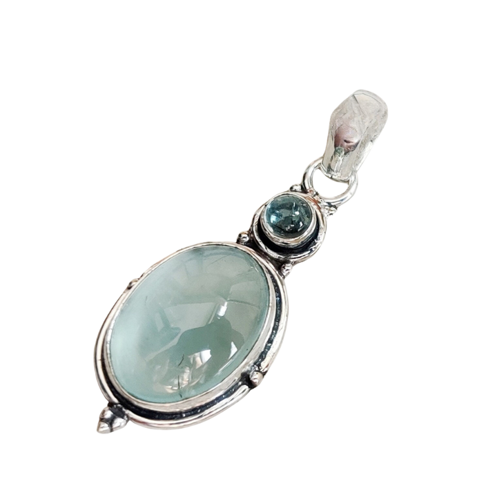 Aquamarine Pendant | 925 Sterling Silver | Handmade Blue Gemstone Jewelry Gift for Love