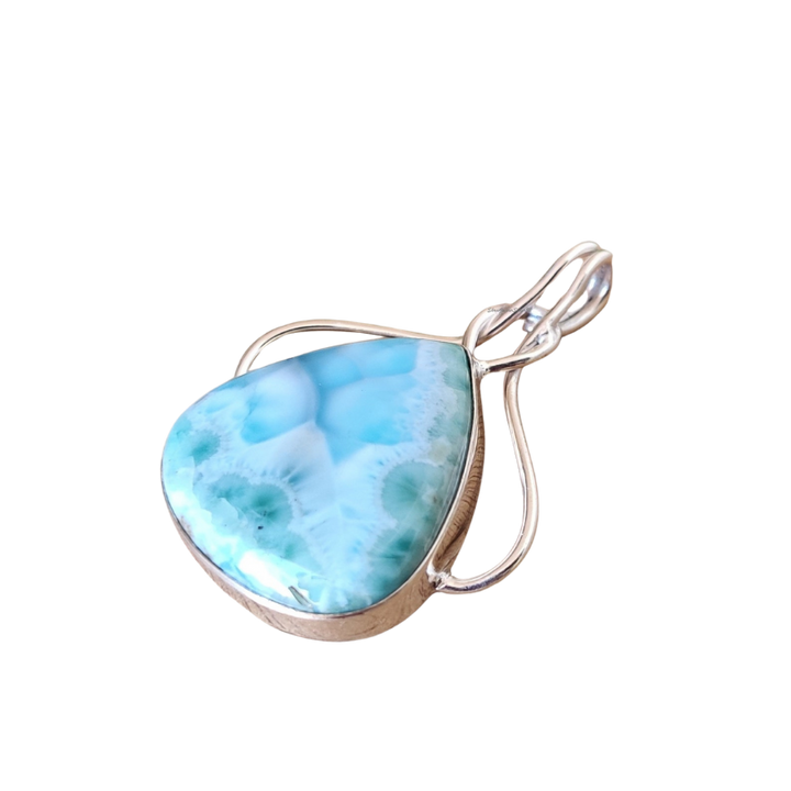 Larimar Gemstone Pendant | 925 Sterling Silver | Handmade Designer Jewelry Gift for Women