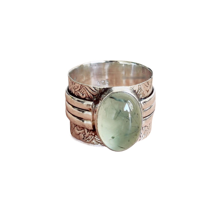 925 Sterling Silver Prehnite Ring