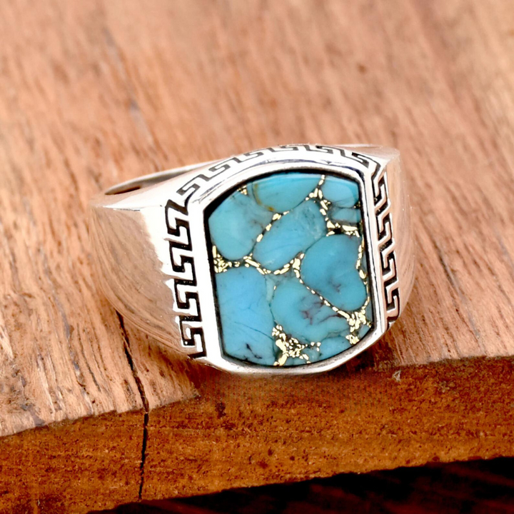 Blue Copper Turquoise Men's Ring