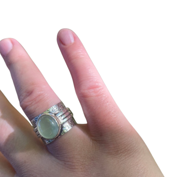 925 Sterling Silver Prehnite Ring