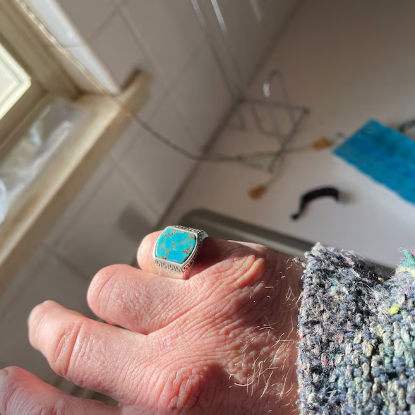 Blue Copper Turquoise Men's Ring