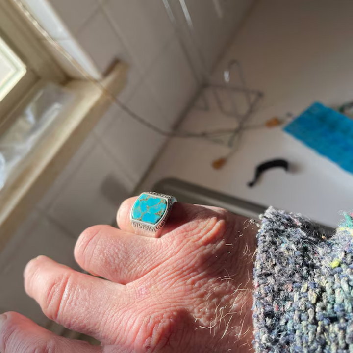 Blue Copper Turquoise Men's Ring