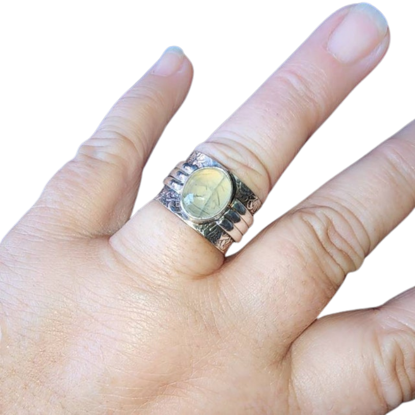 925 Sterling Silver Prehnite Ring