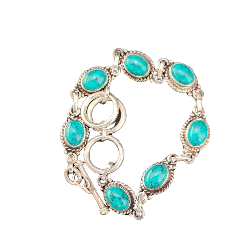 Turquoise Bracelet | 925 Sterling Silver Adjustable Gemstone Bracelet