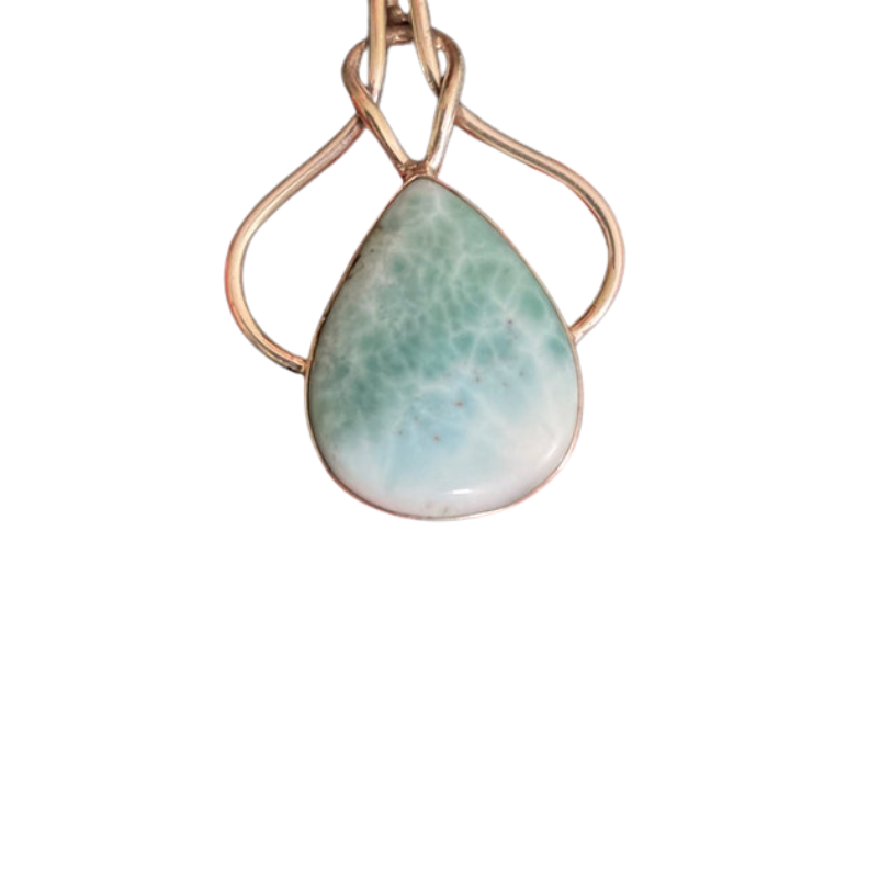 Larimar Gemstone Pendant | 925 Sterling Silver | Handmade Designer Jewelry Gift for Women