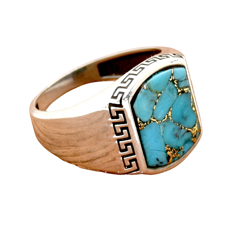 Blue Copper Turquoise Men's Ring