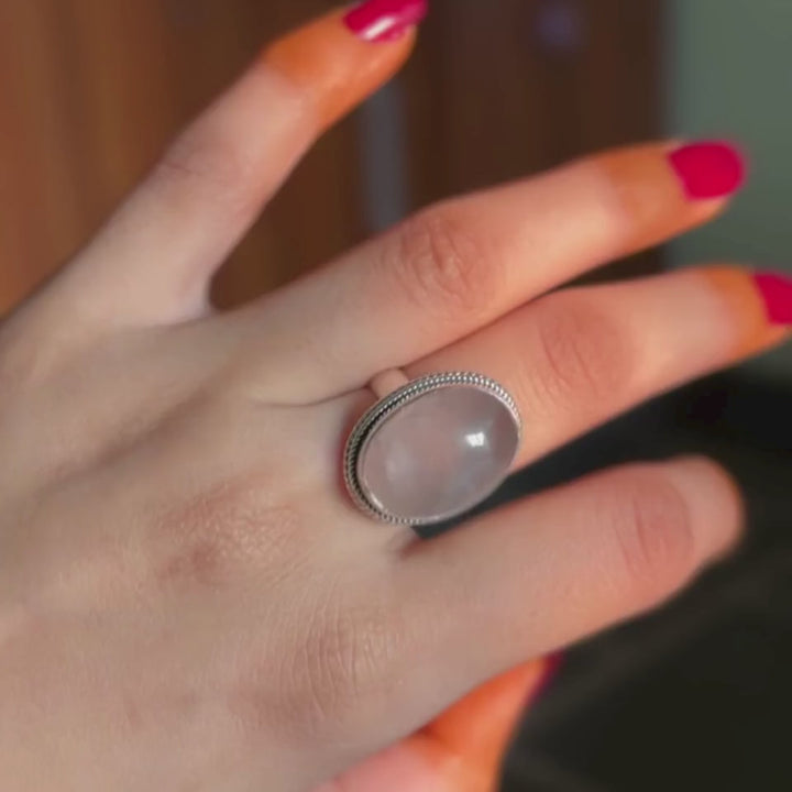 Genuine Rose Quartz Dainty Ring