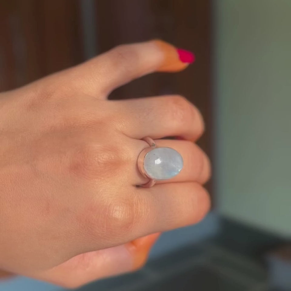 Sterling Silver Rainbow Moonstone Ring